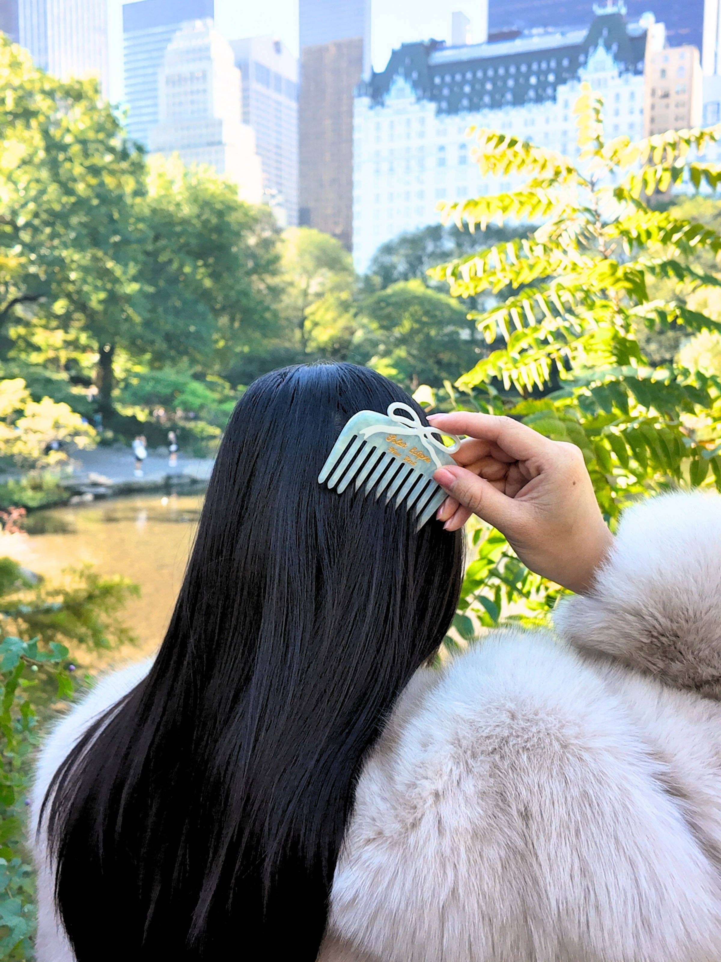 Blue Bow Pocket Hair Comb