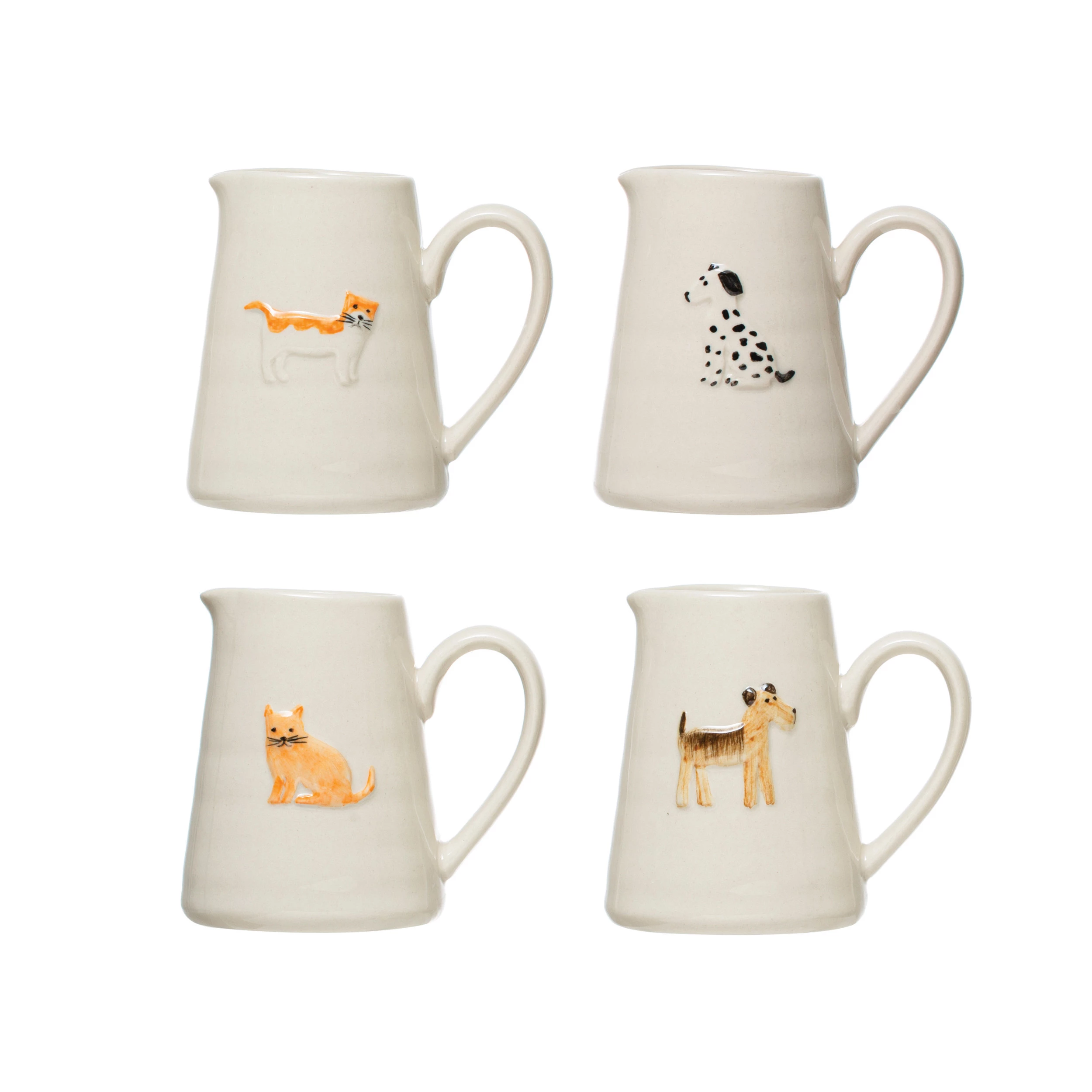 Hand-Painted Cat/Dog Stoneware Creamer image 0