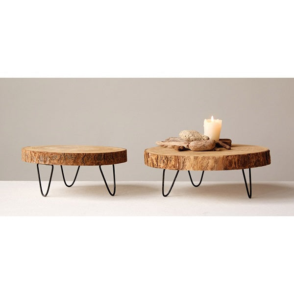 Wood Pedestal with Metal Legs image 2