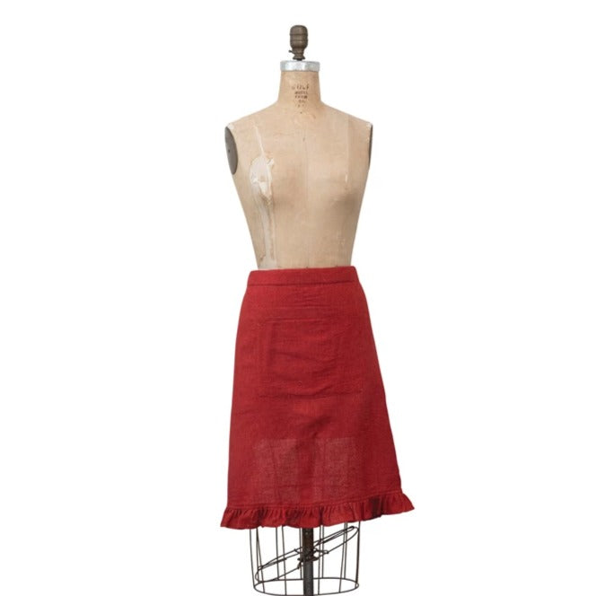 Linen Blend Half Apron - Red image 0