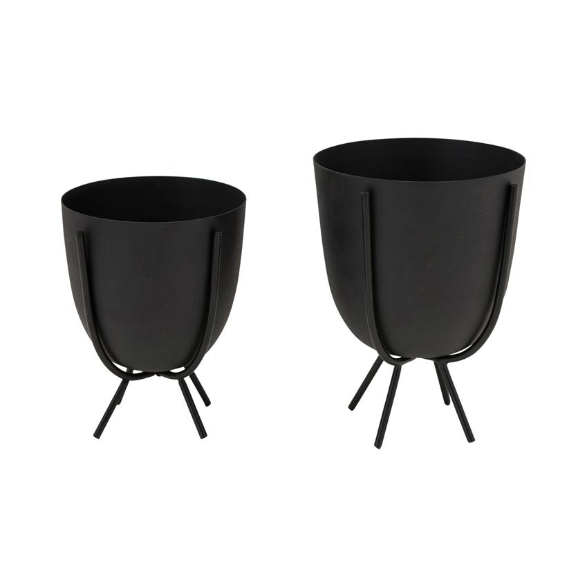 Contour Matte Black Planter with Stand image 0