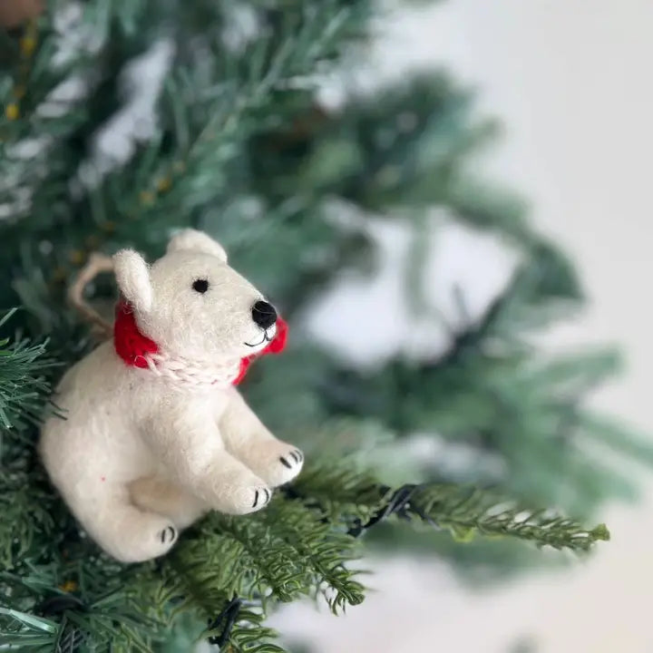 Felt Ornament - Polar Bear w/ Scarf image 0
