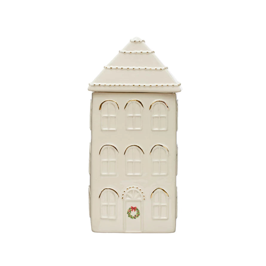 Stoneware House Cookie Jar image 0
