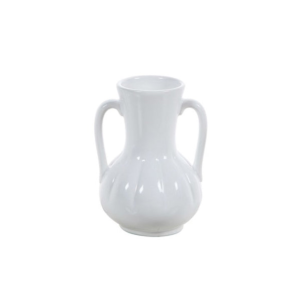 White Ceramic Vase with Handle image 1