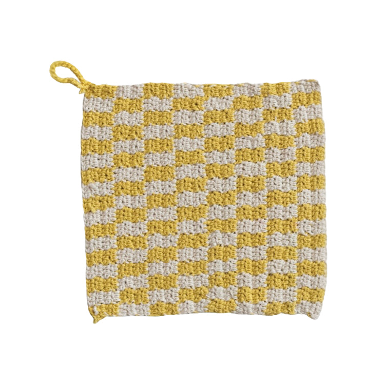 Cotton Crocheted Plaid Pot Holder image 4