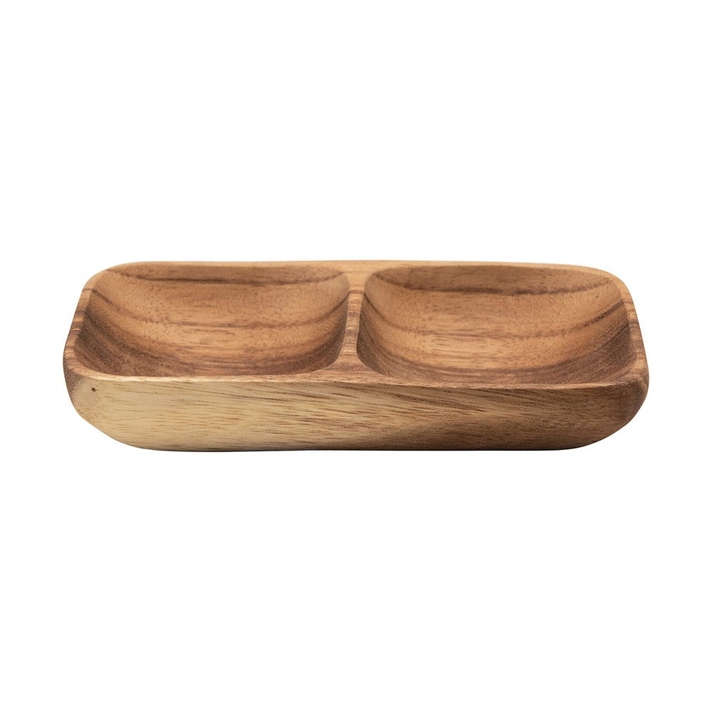 Acacia Wood Tray with 2 Sections image 0