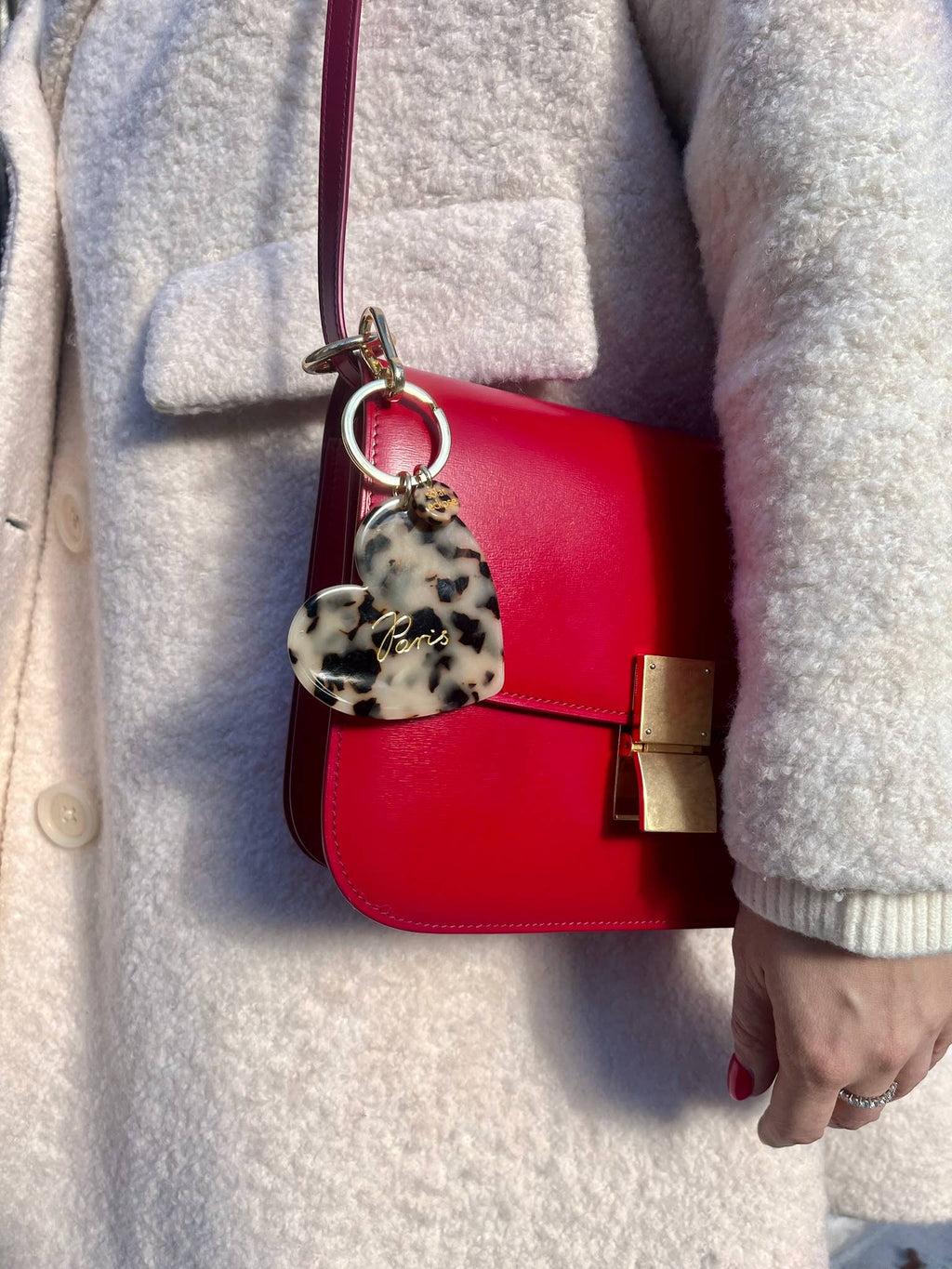Paris Heart Acetate Bag Charm