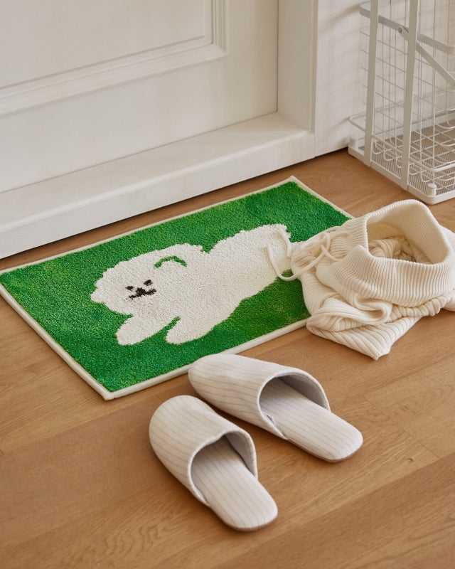 Jacquard Bath Mat - Bichon on the Grass