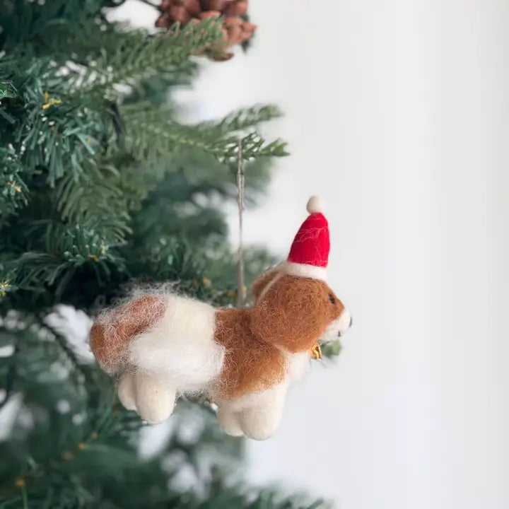 Felt Ornament - Cavalier King Charles Spaniel w/ Christmas Hat image 2