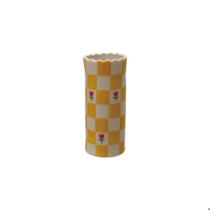 Yellow Checker Vase image 0