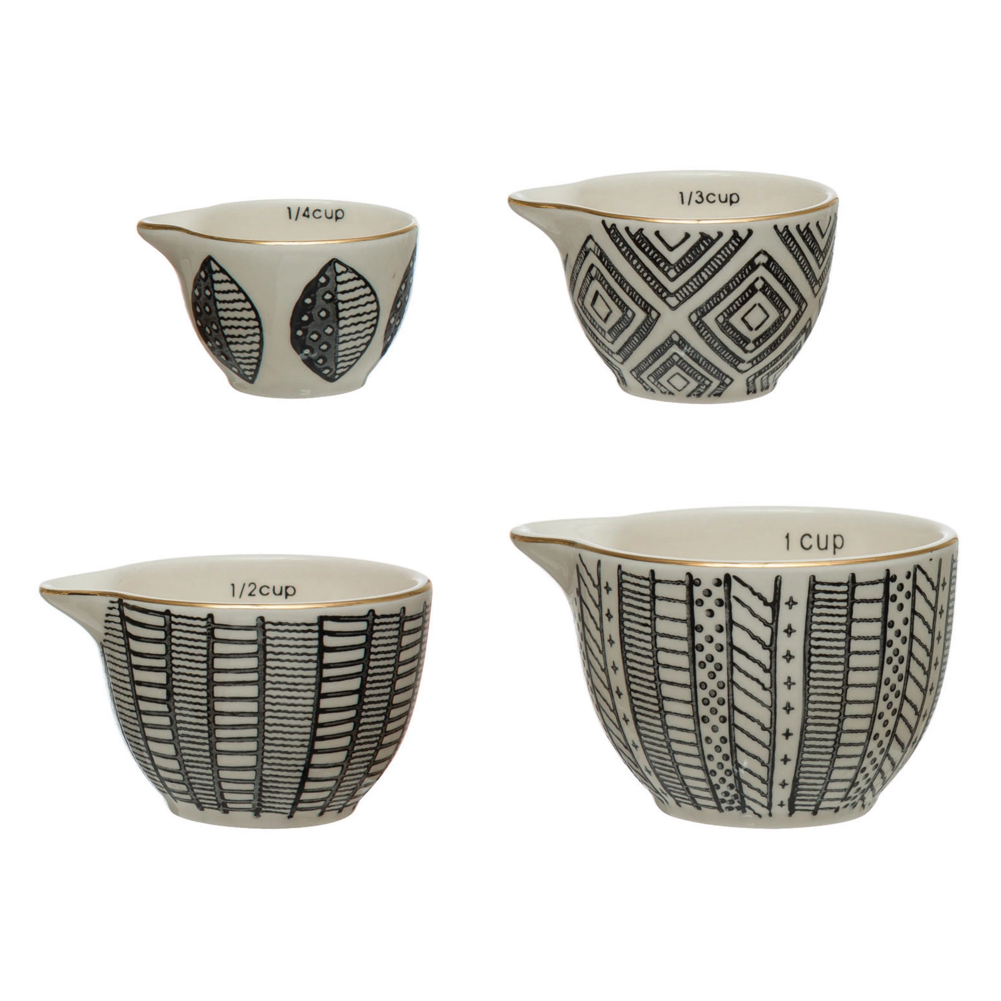 Stoneware Measuring Cups with Pattern image 0