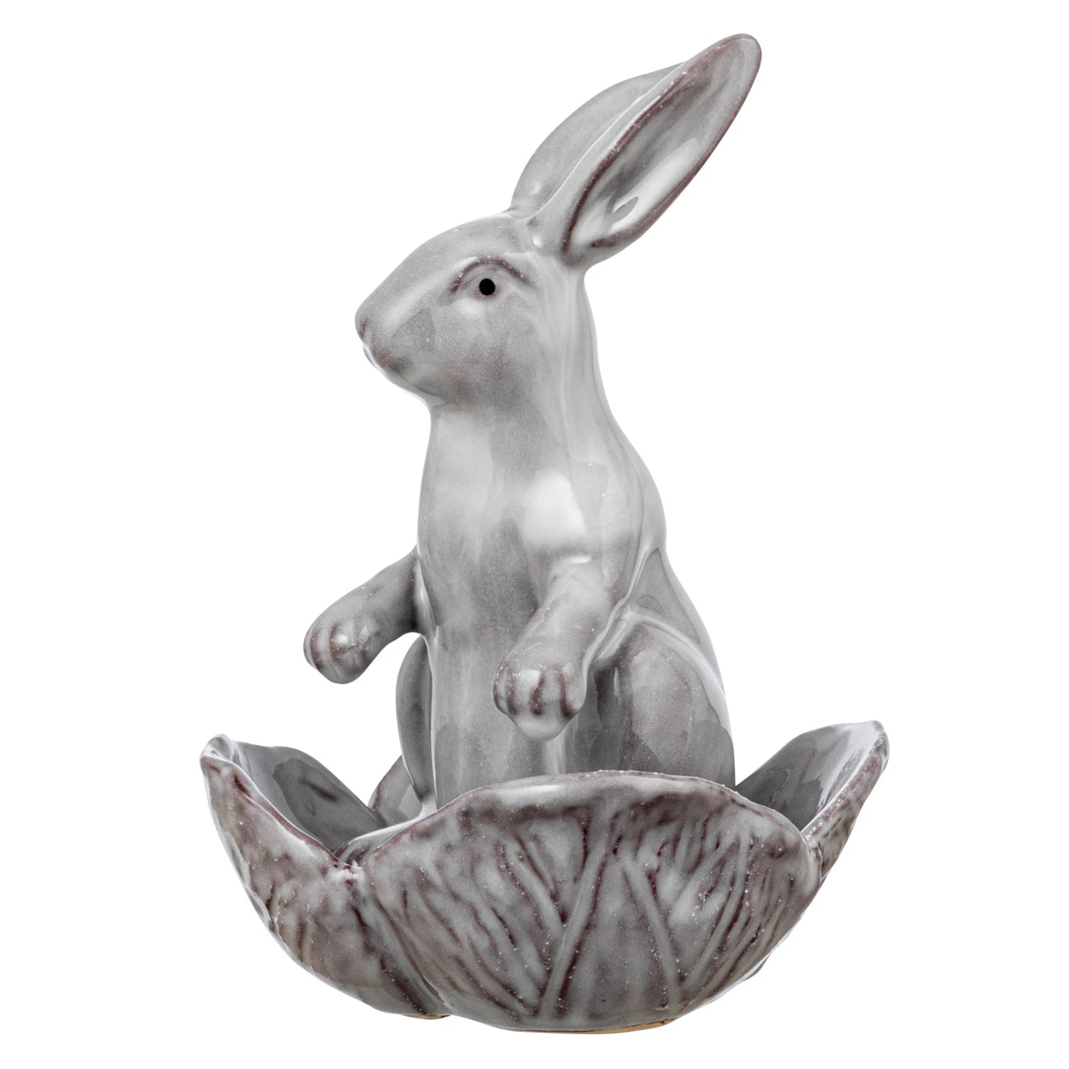 Stoneware Rabbit with Flower Shaped Bowl image 3