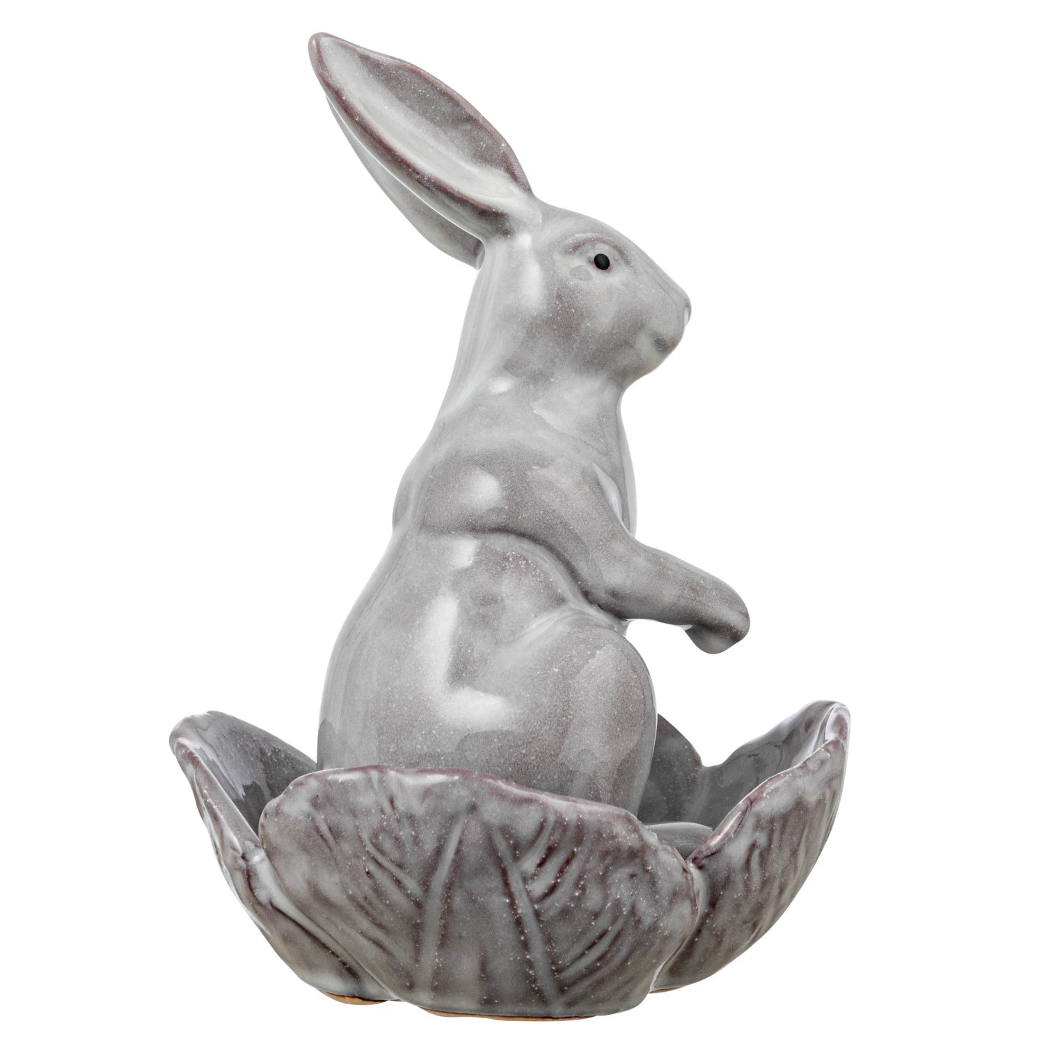 Stoneware Rabbit with Flower Shaped Bowl image 2