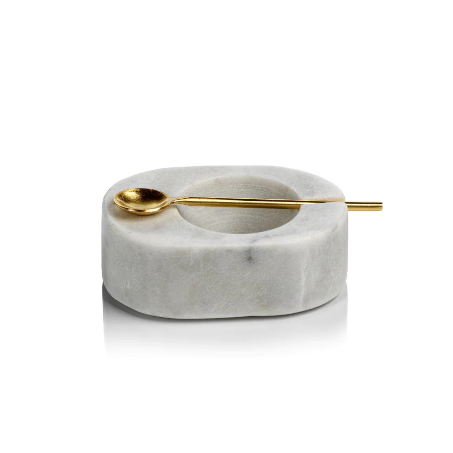 Tuscan Marble Bowl w/ Gold Spoon image 0