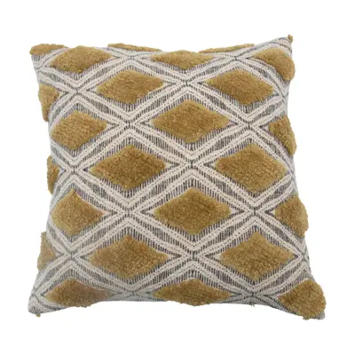Square Cotton Printed Slub Tufted Pillow image 0
