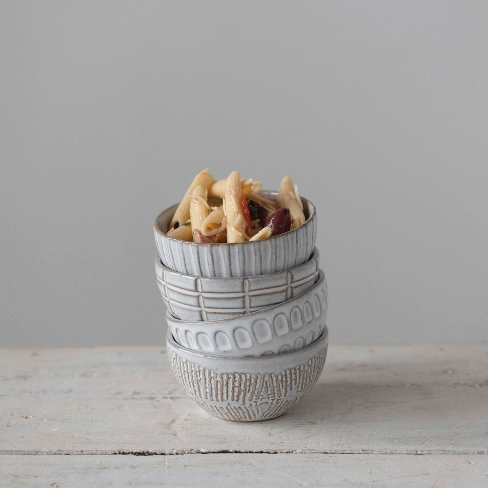 Debossed Stoneware Bowl Set image 1