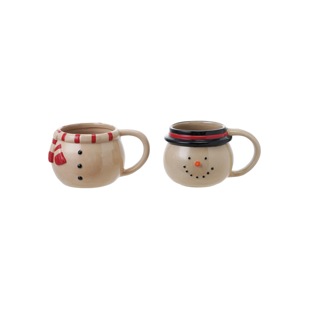 Hand-Painted Stoneware Snowman Mugs image 1