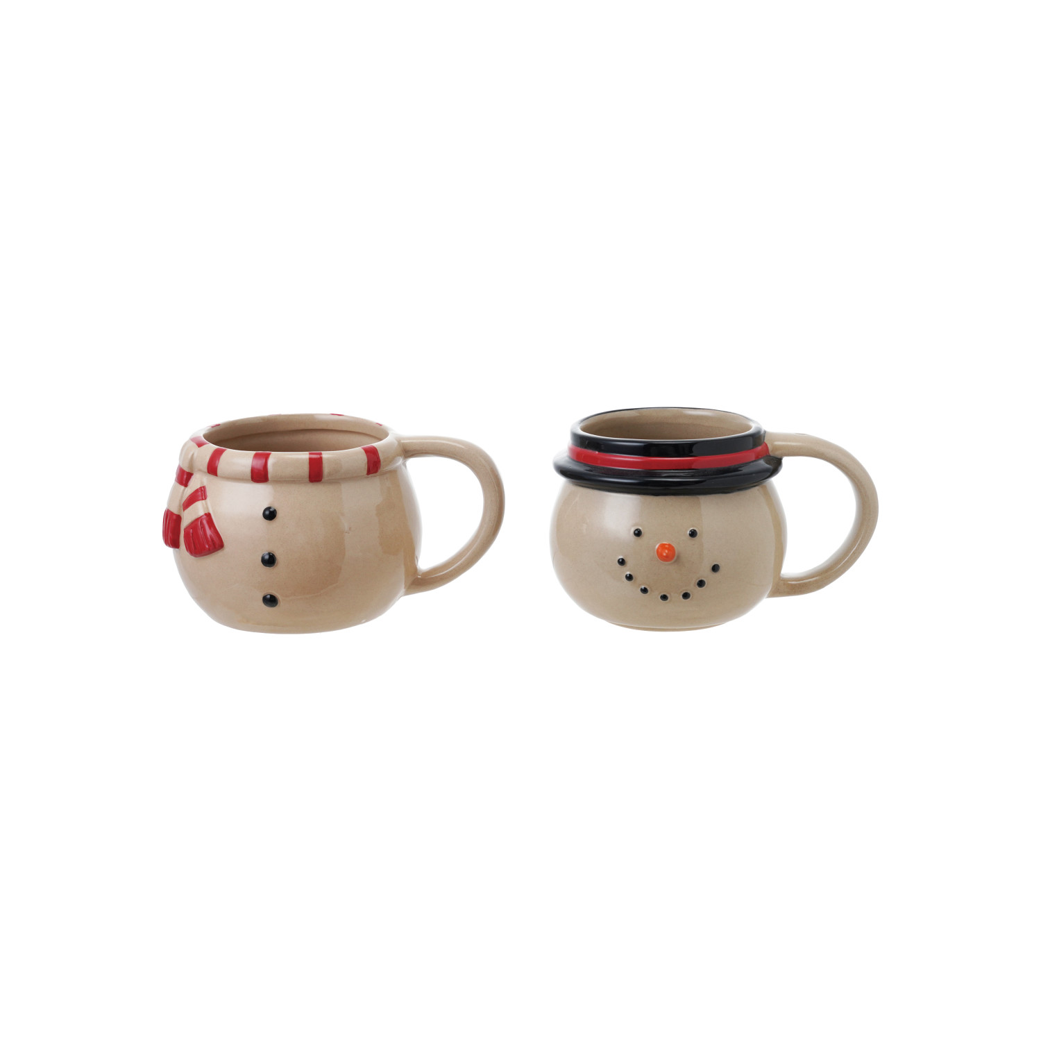 Hand-Painted Stoneware Snowman Mugs image 1