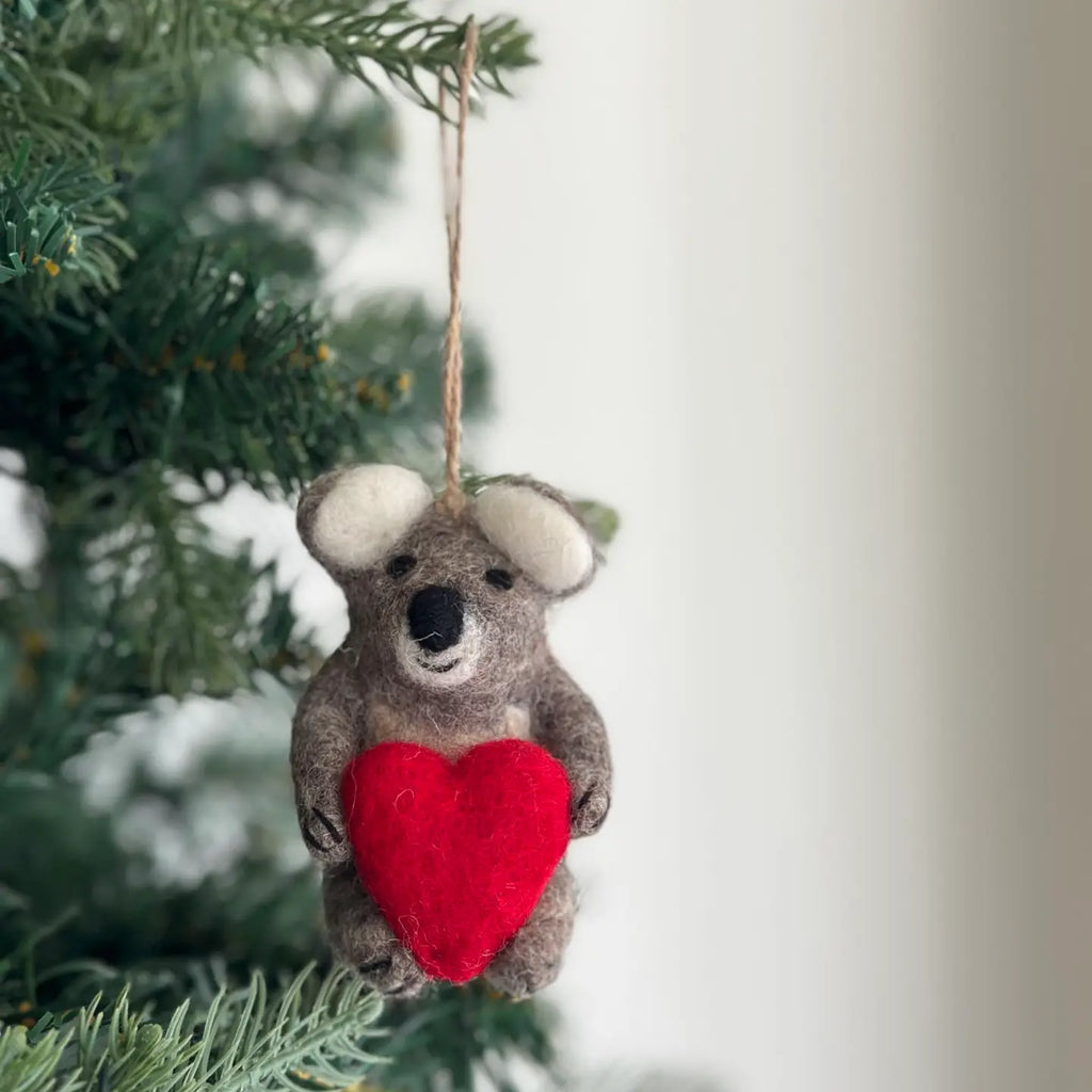 Felt Ornament - Koala Holding Heart image 1