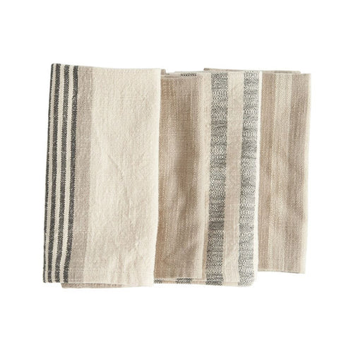 18" Square Woven Cotton Striped Napkins Set of 4 image 0