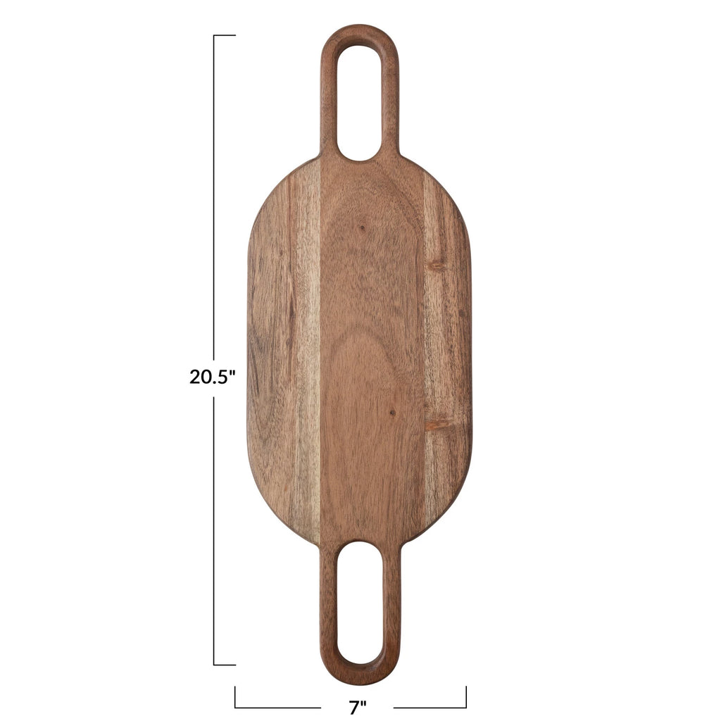 Acacia Wood Cheese Board w/ Handles image 1