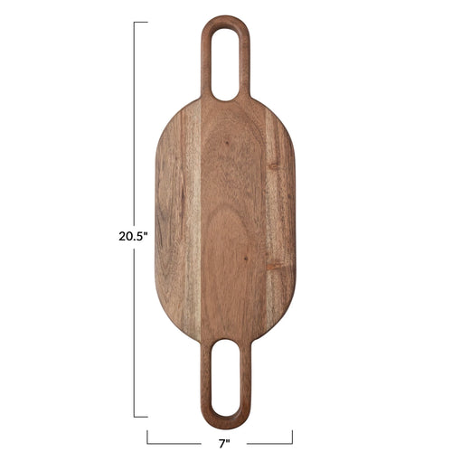 Acacia Wood Cheese Board w/ Handles image 1