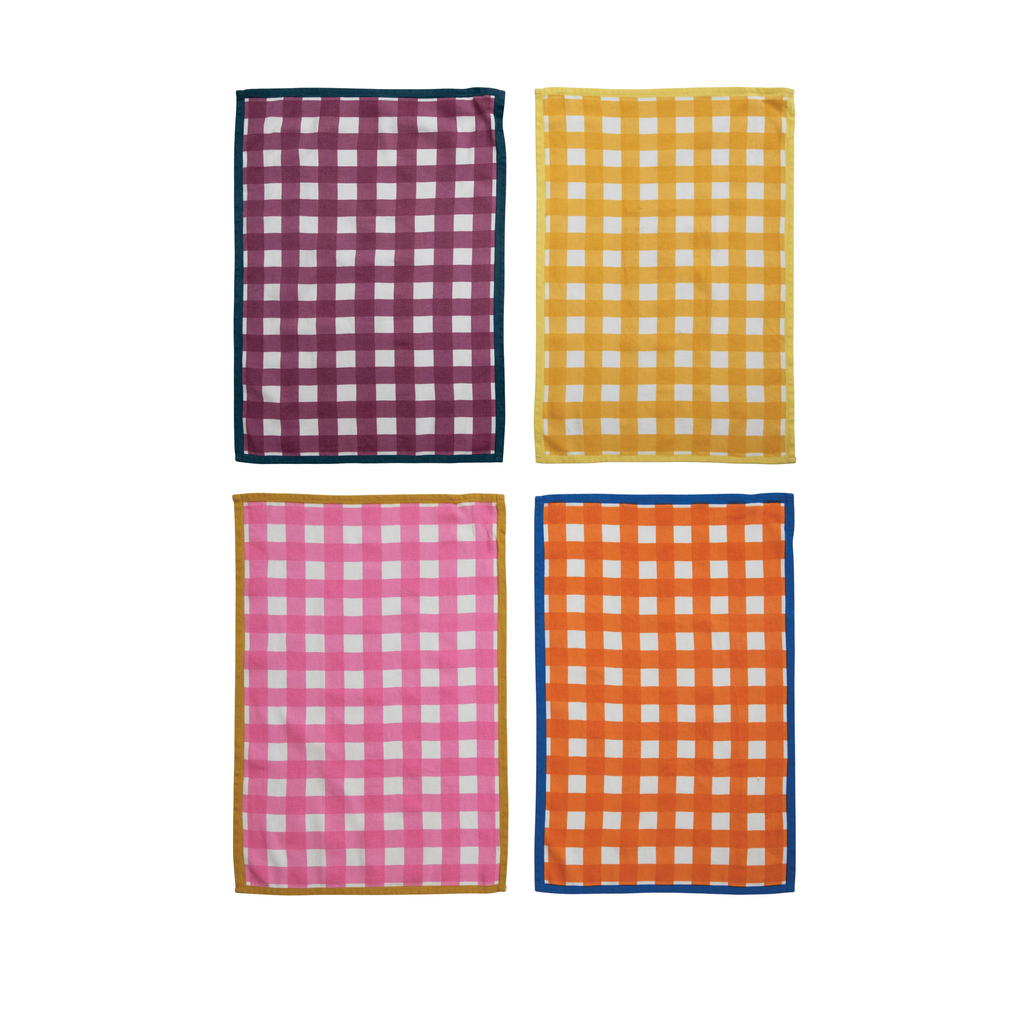 Cotton Tea Towels w/ Check Pattern image 0