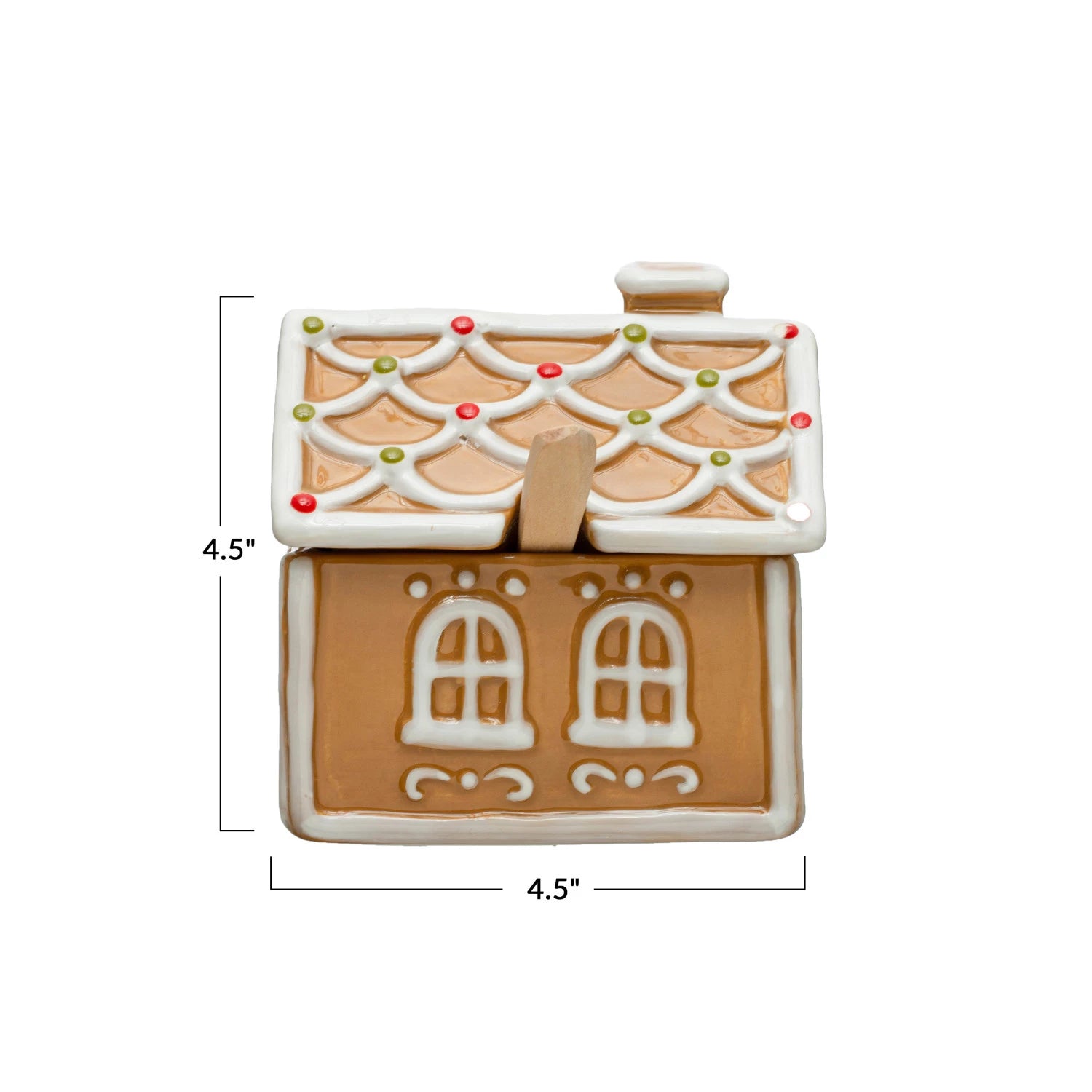 Gingerbread House Sugar Pot w/ Wood Spoon image 2