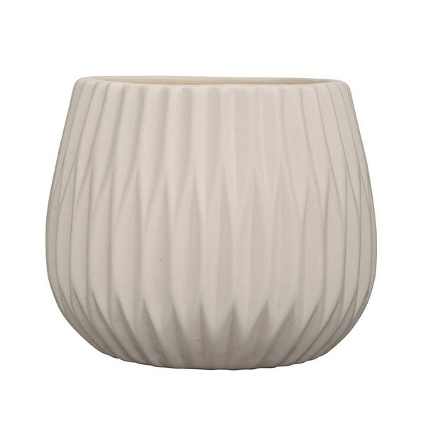 White Fluted Flower Pot image 0