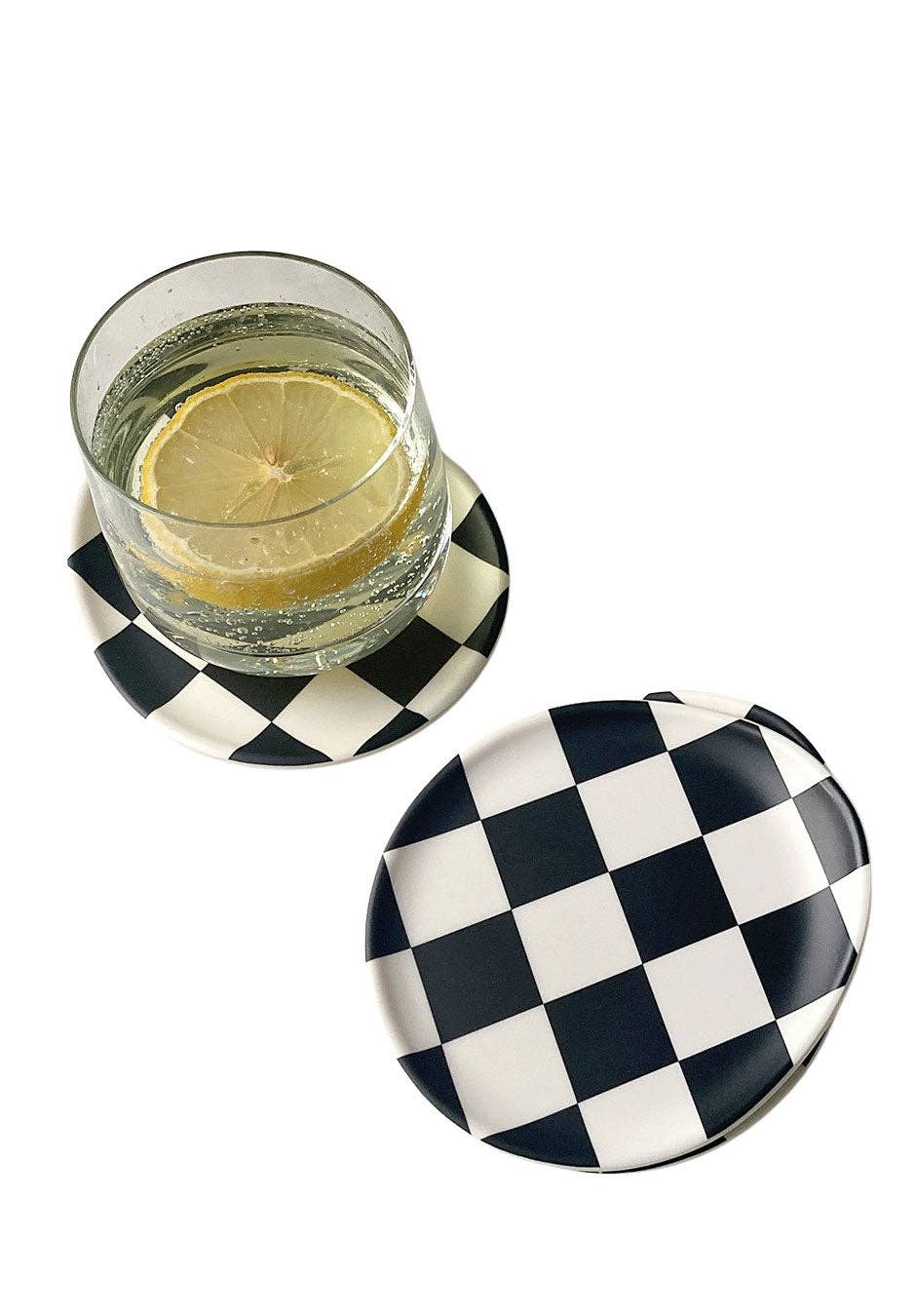 Bamboo Black Check Coaster - Set of 4