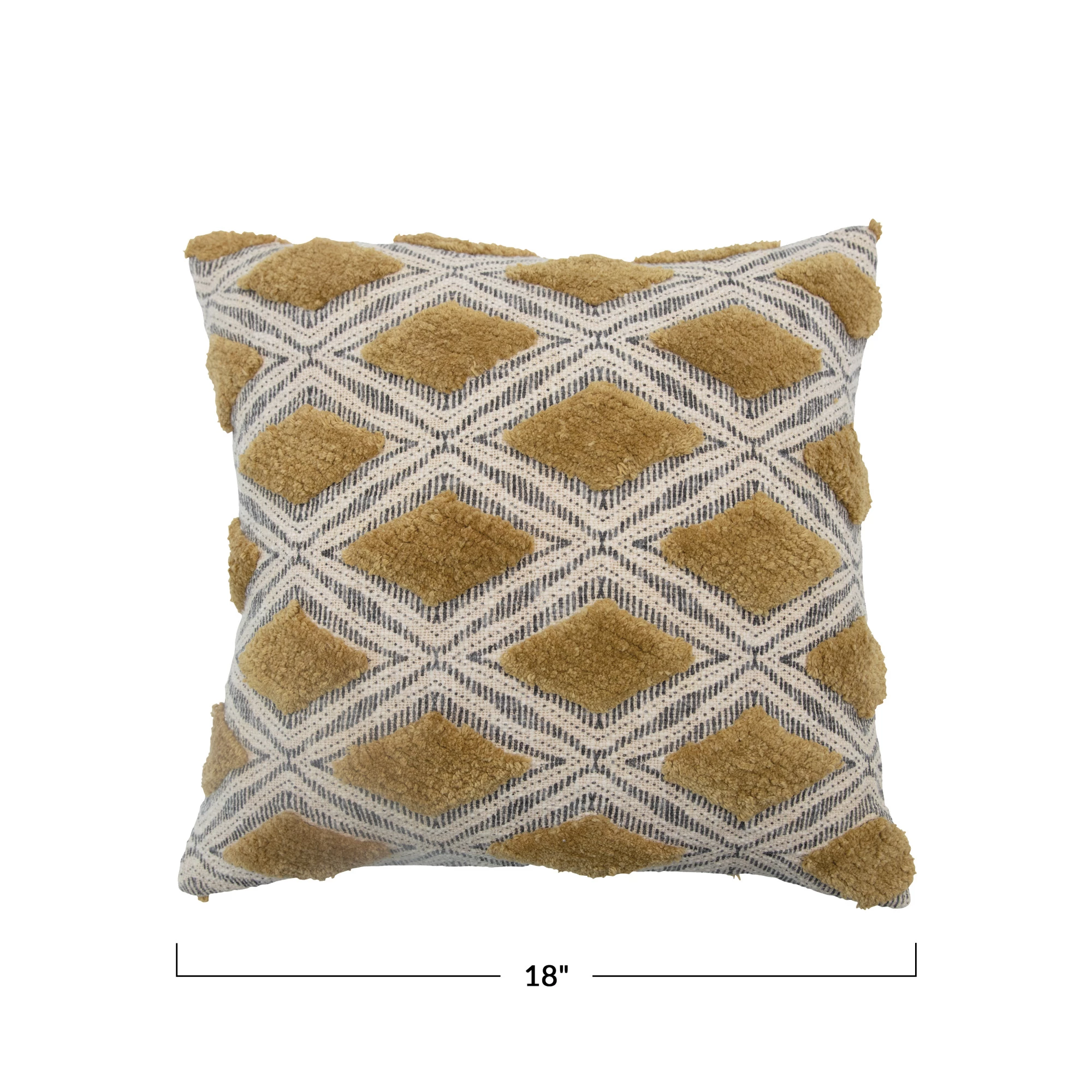 Square Cotton Printed Slub Tufted Pillow image 3