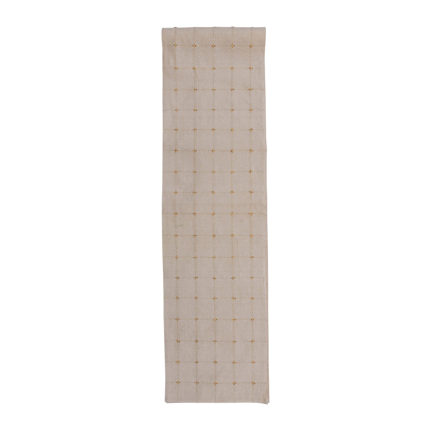Woven Cotton Table Runner w/ Metallic Gold Thread - 108"L x 14"W image 0