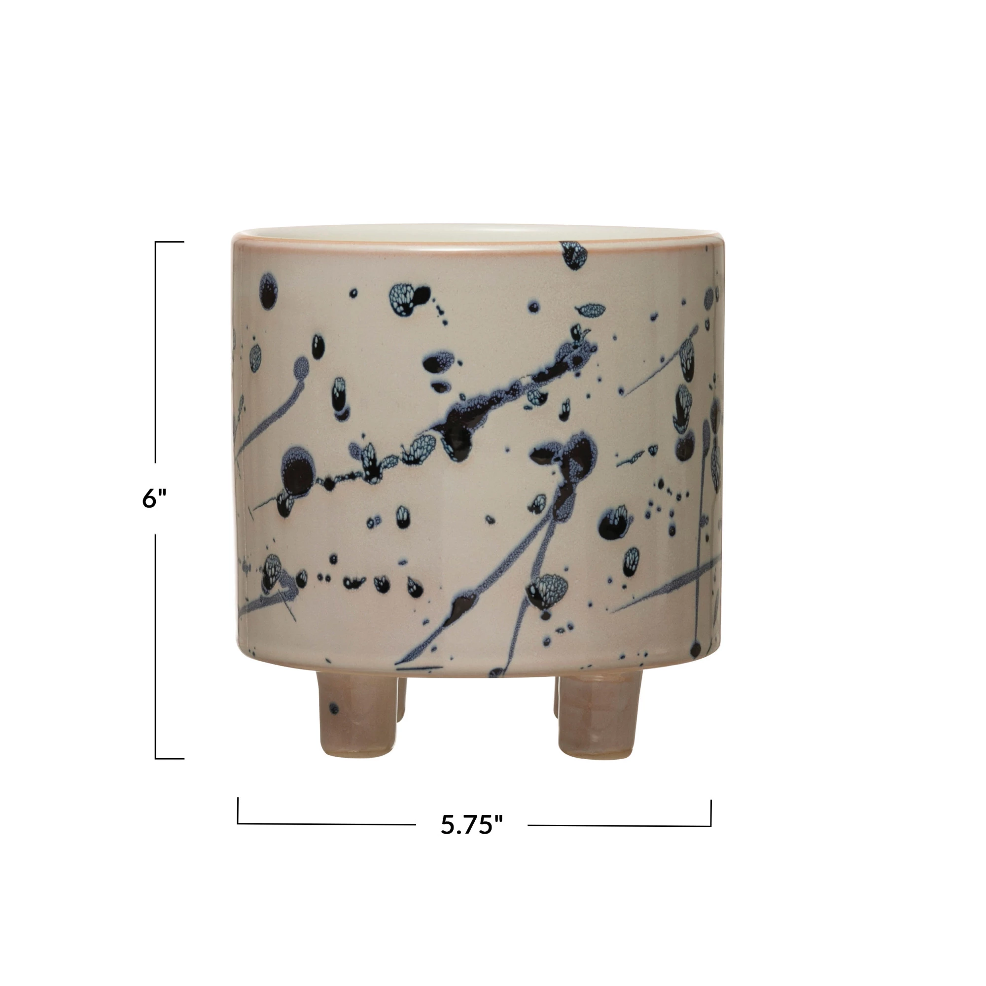 Stoneware Footed Planter with Splatter Design image 4