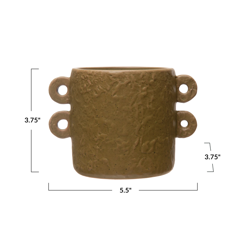 Stoneware Planter with Handles - Matte Sand image 4