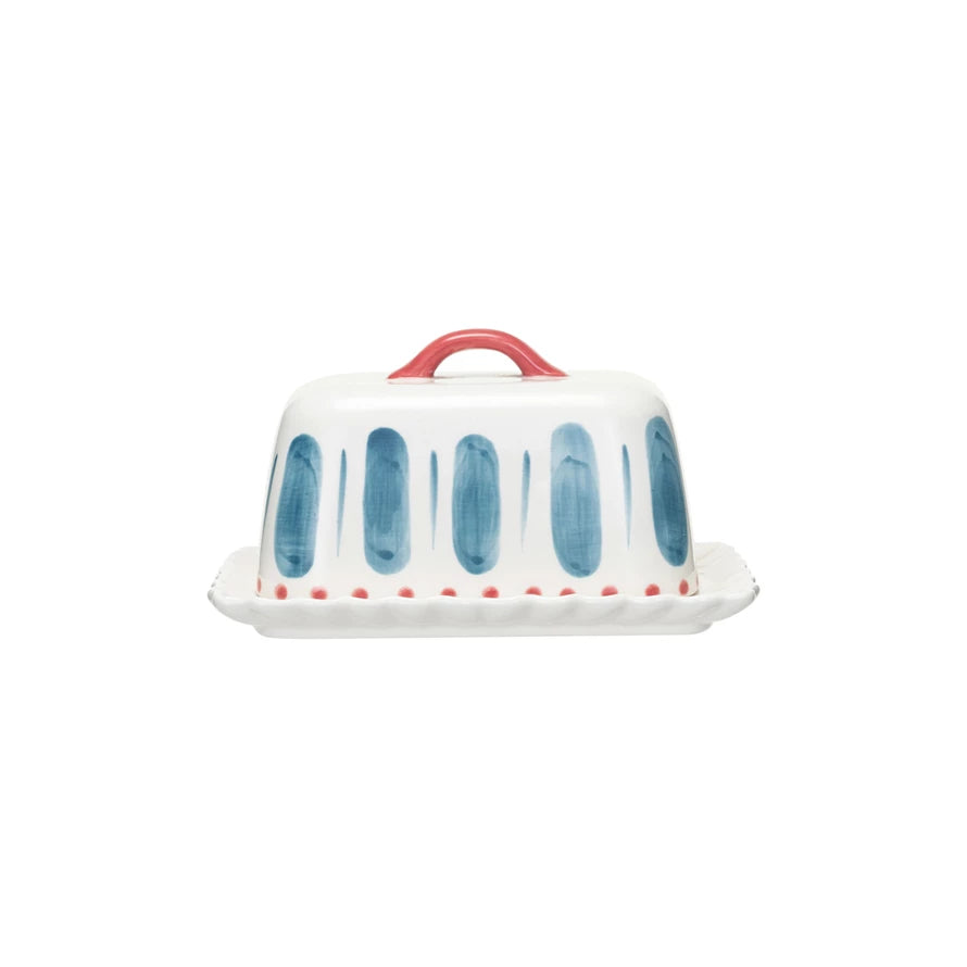 Hand-Painted Butter Dish w/ Scalloped Edge image 0