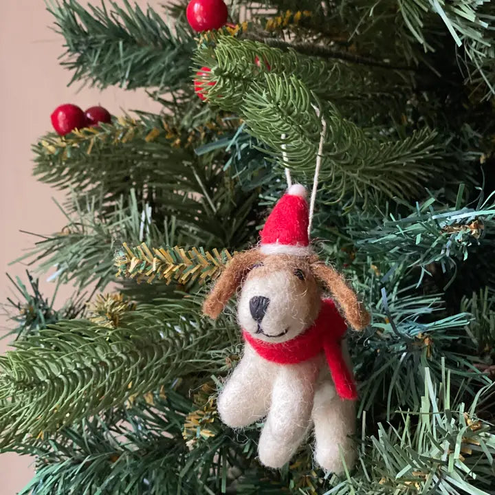 Felt Ornament - Jack Russell w/ Christmas Hat image 0