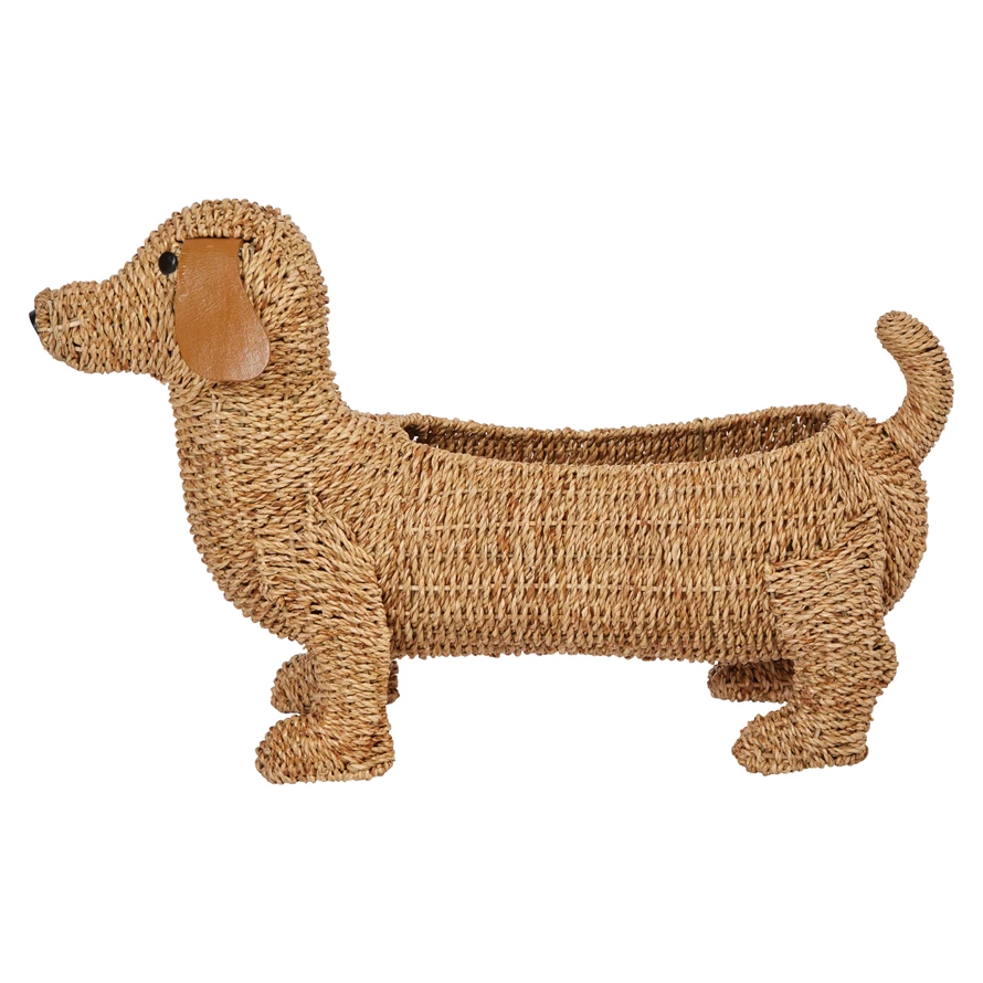 Hand-Woven Dog Basket w/ Leather Ears image 0