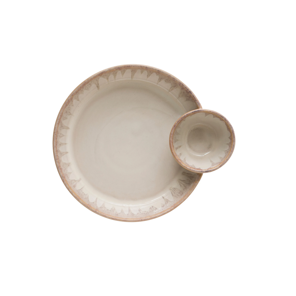 Stoneware Serving Dish w/ 2 Sections image 0