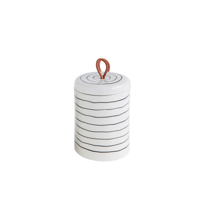 Container w/ Lid & Leather Pull image 4
