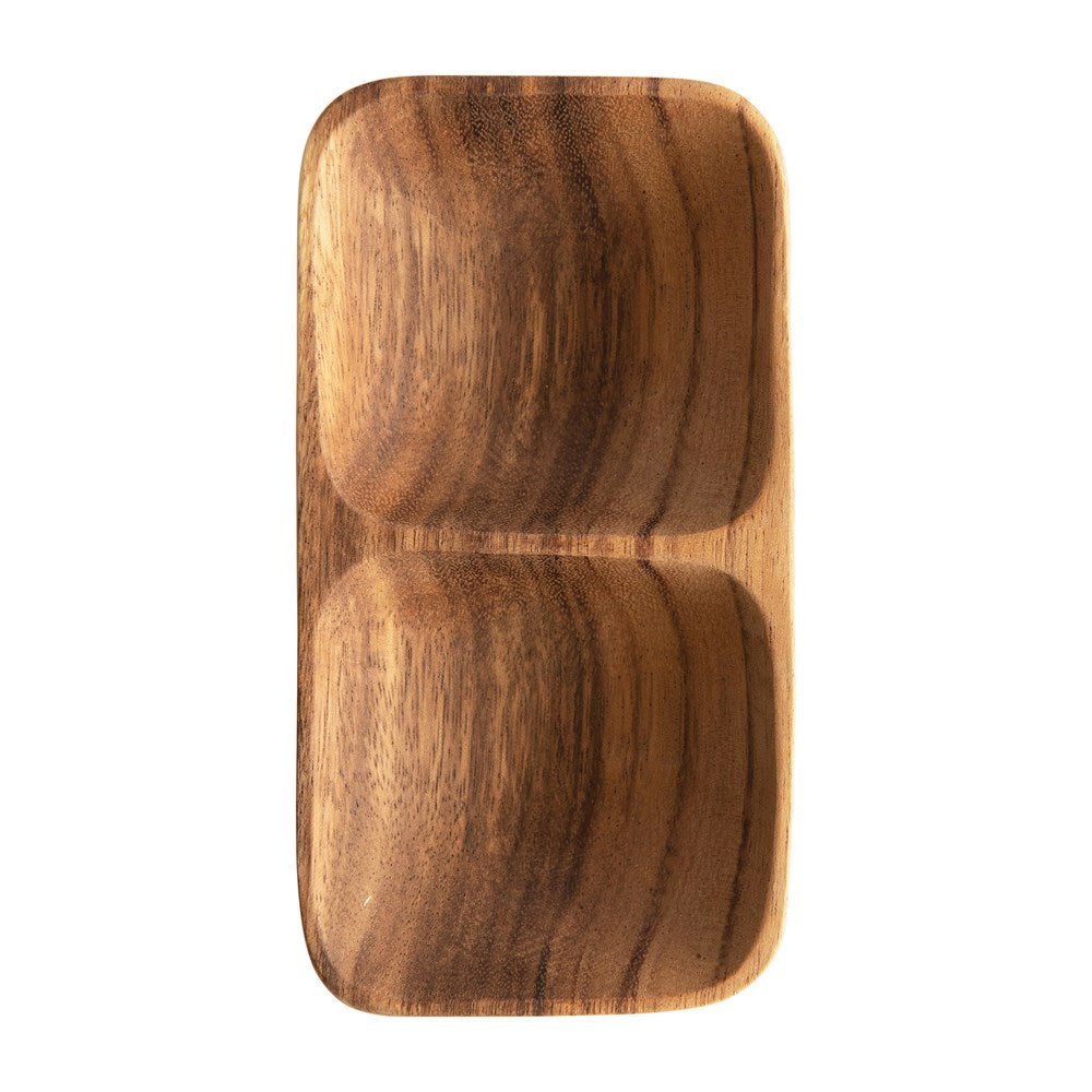 Acacia Wood Tray with 2 Sections image 2