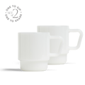 Milk Glass Mug Set of 2 - White / 8oz