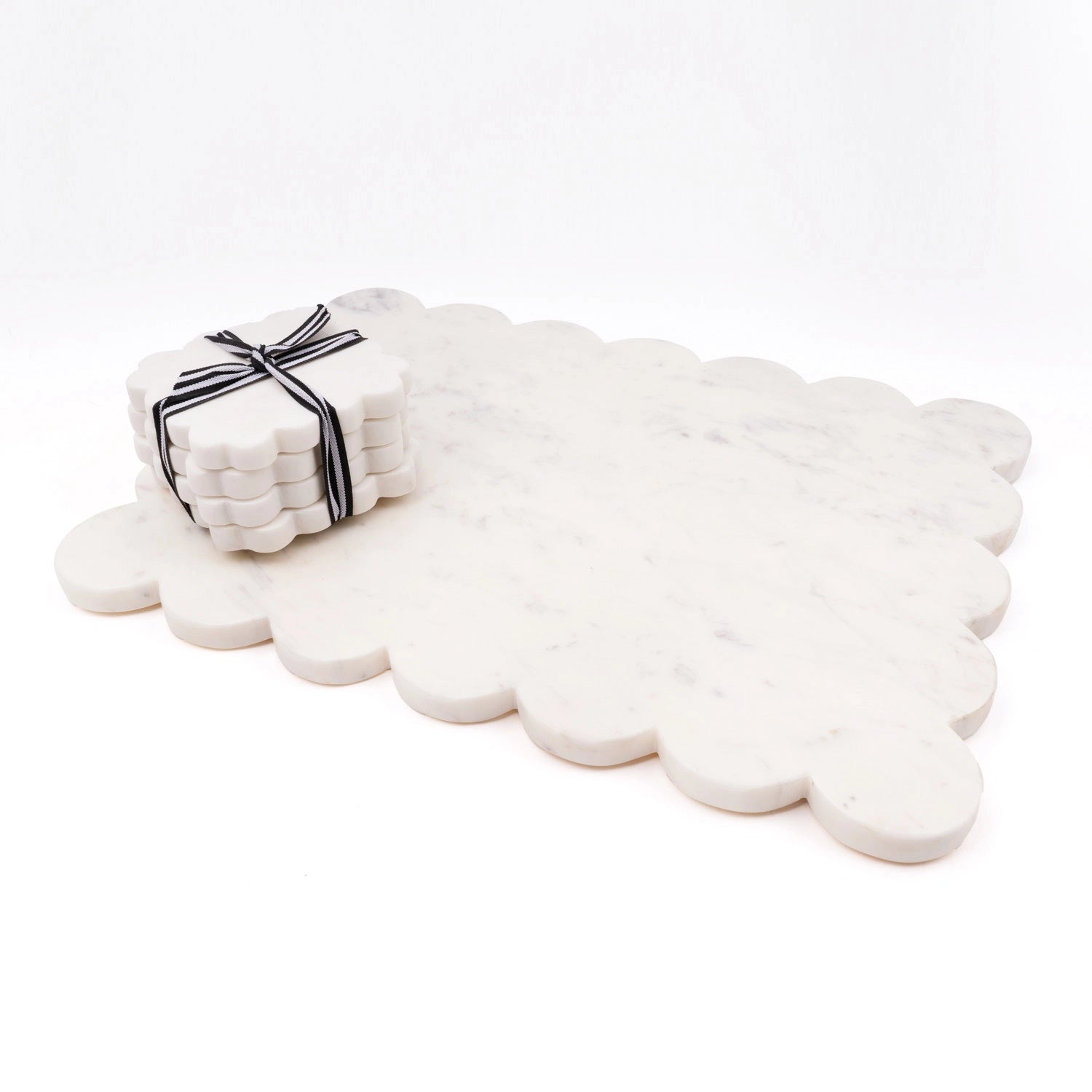 White Marble Scalloped Serving Board image 3