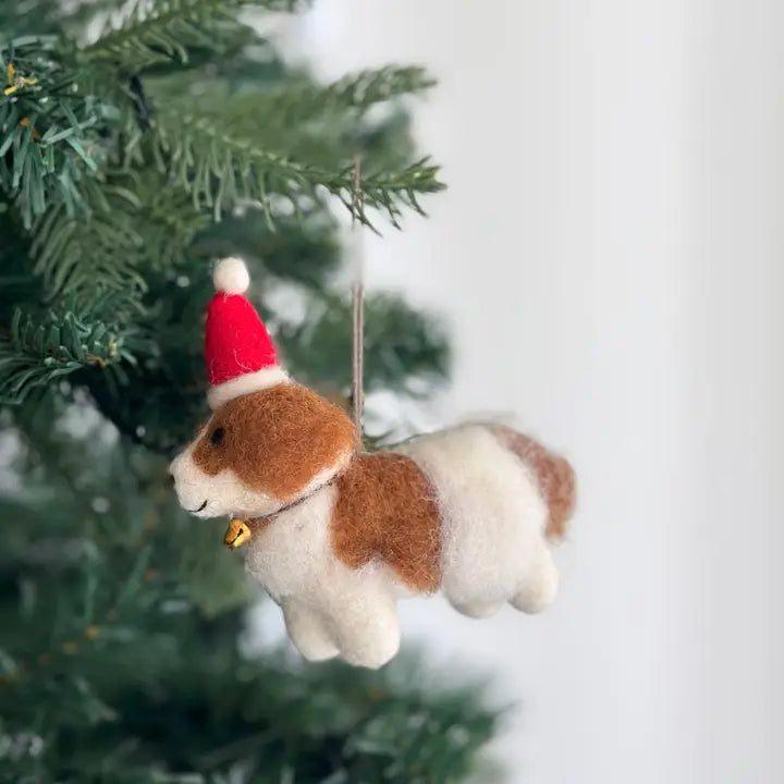 Felt Ornament - Cavalier King Charles Spaniel w/ Christmas Hat image 1