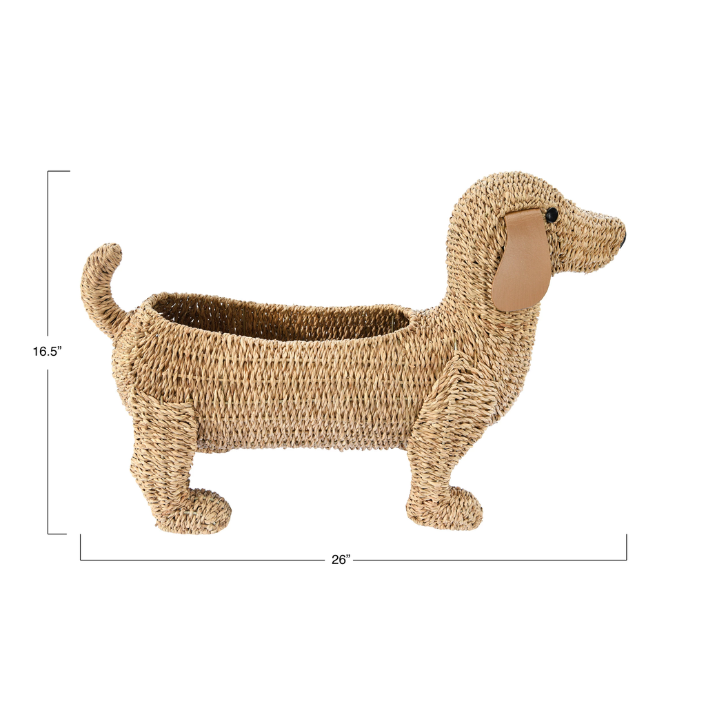 Hand-Woven Dog Basket w/ Leather Ears image 2