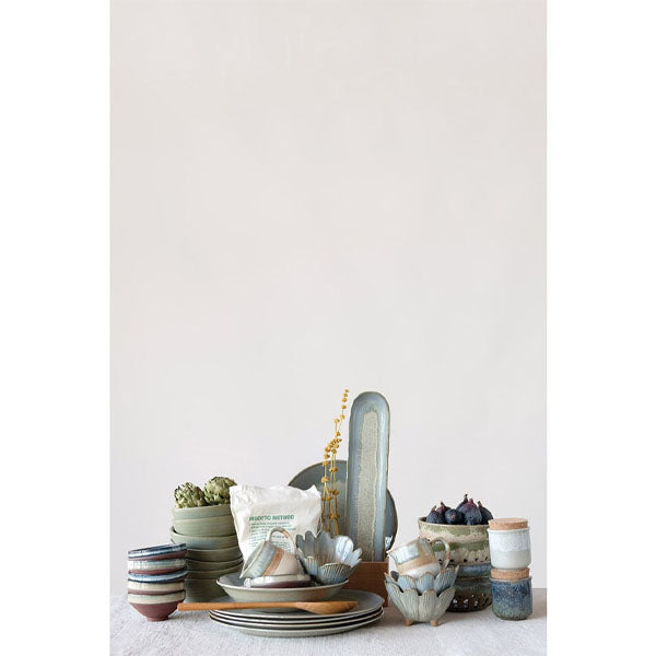Porcelain Flower Bowl Reactive Glaze Blue image 1