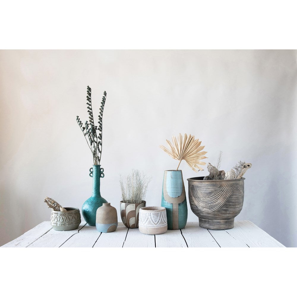 Hand Painted Terra Cotta Planter image 1