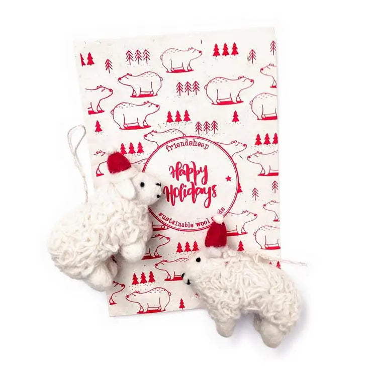 Santa's Sheep Eco Ornaments - Set of 2 image 0