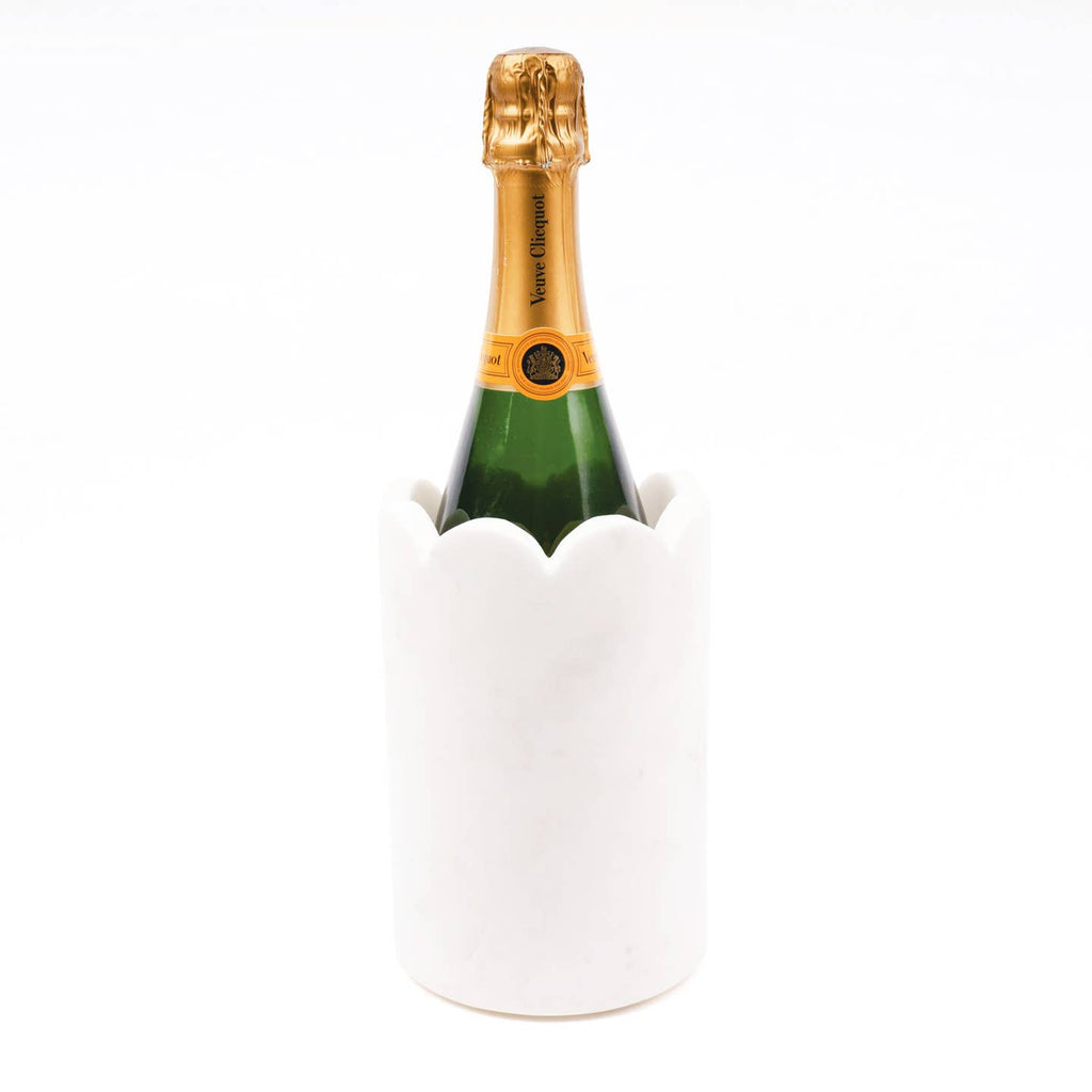 White Marble Scalloped Wine Chiller image 0