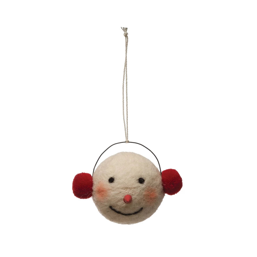 Wool Felt Snowman Head Ornament image 0