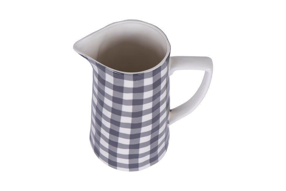 Stoneware Pitcher Black Gingham image 1